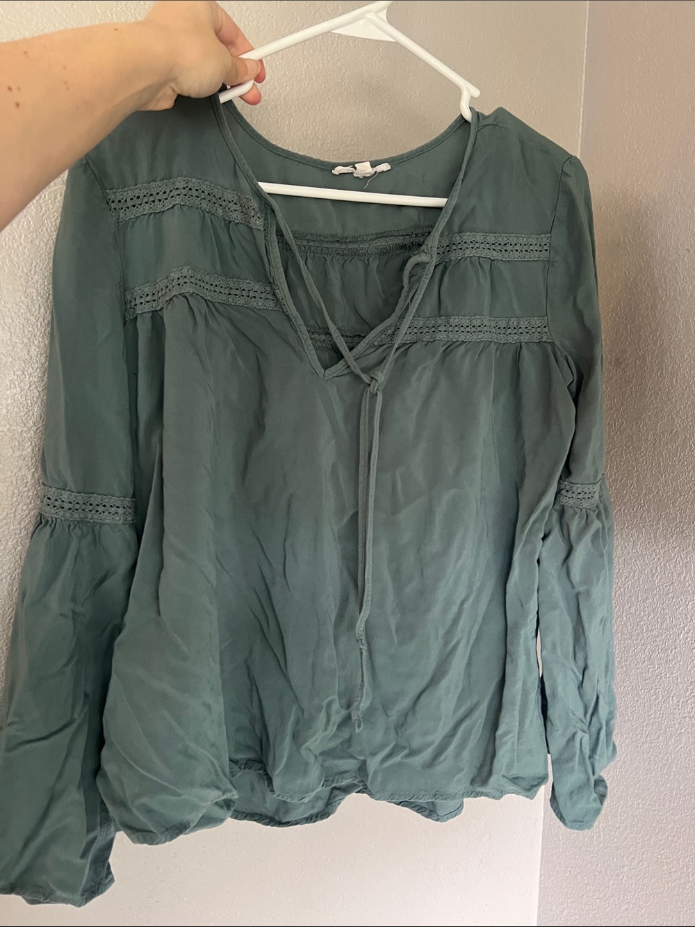 Beautiful blue blouse with lace detailing